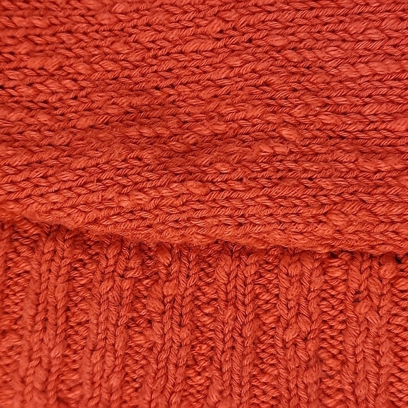 Marled Reunited Clothing 100% Cotton Knit Orange Textured 3/4 Sleeve Cardigan Sw - Picture 8 of 16